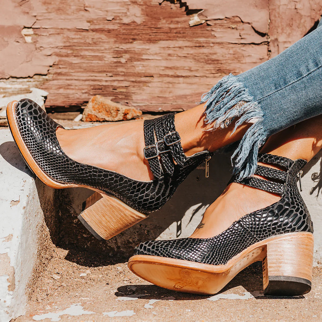 Women’s Triple-Buckle Block-Heel Shoes