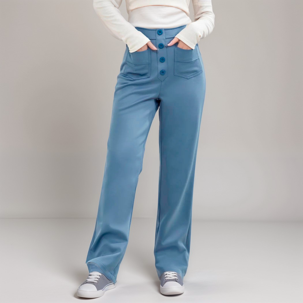 Women’s High-Waisted Button-Front Wide-Leg Trousers