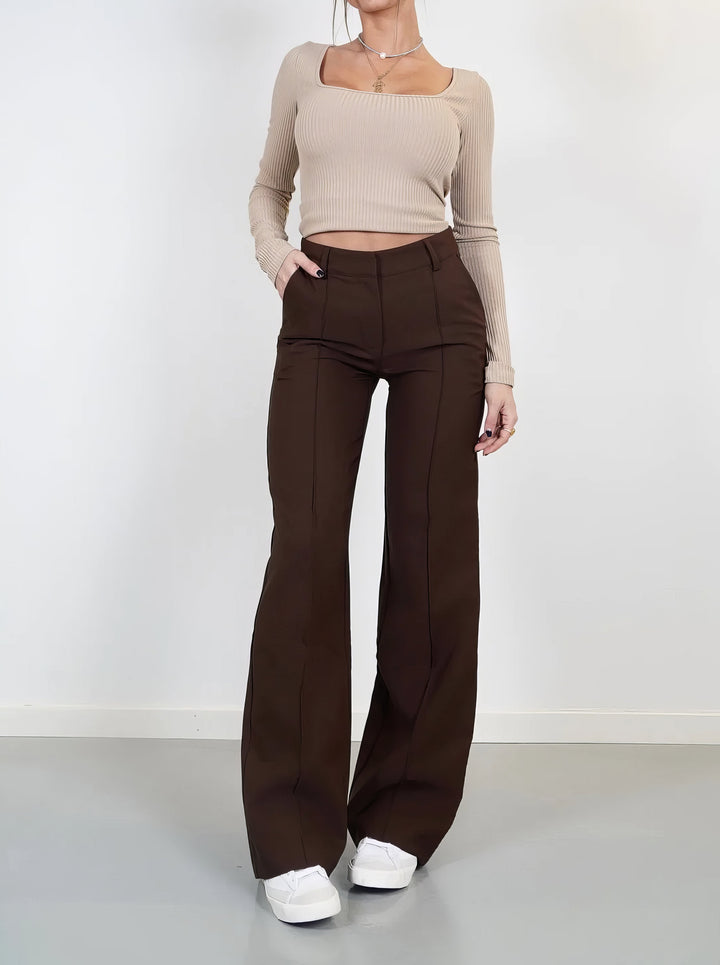 Women’s High-Waisted Styled Wide-Leg Trousers