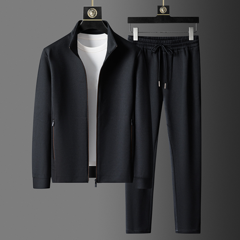 Men’s Textured Zip-Up Tracksuit