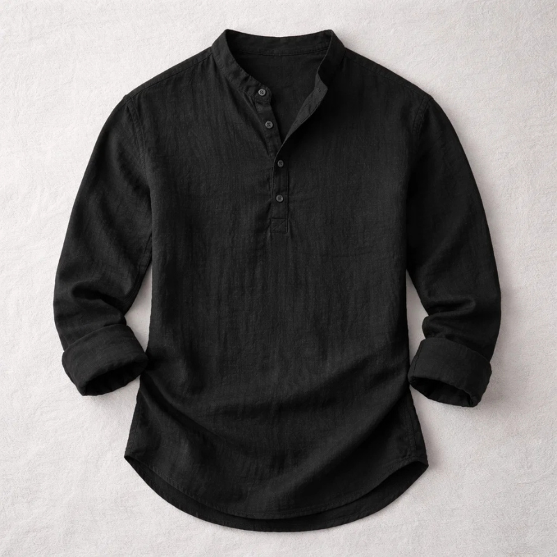 Men’s Cotton-Linen Henley Shirt