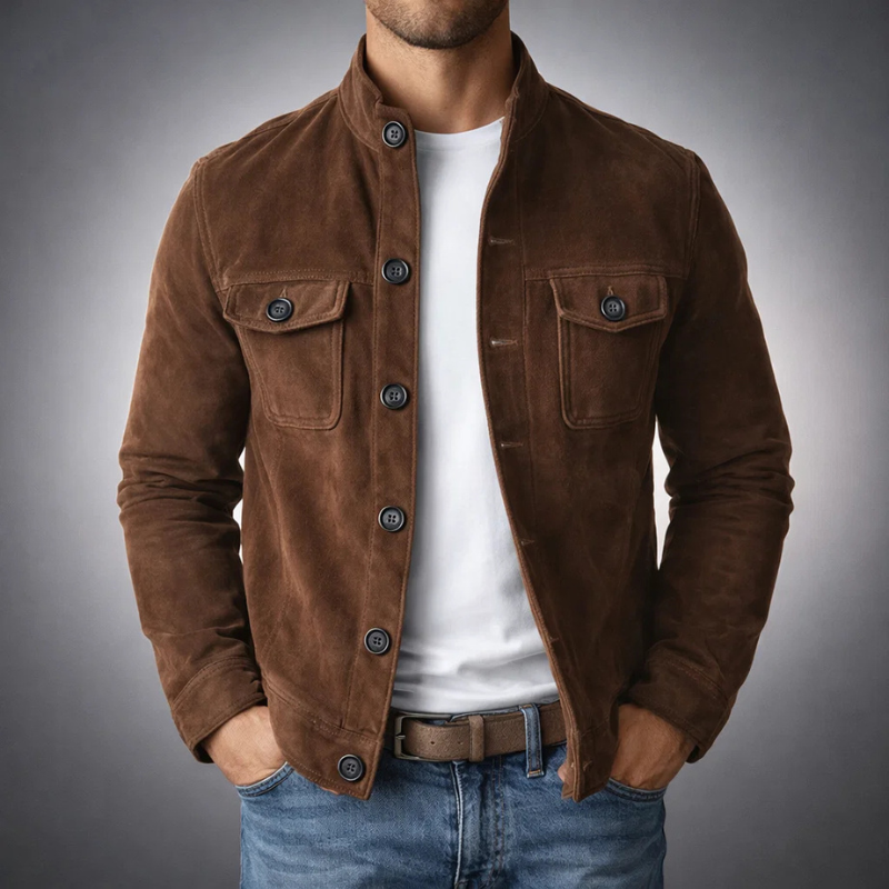 Men’s Button Up Suede Jacket