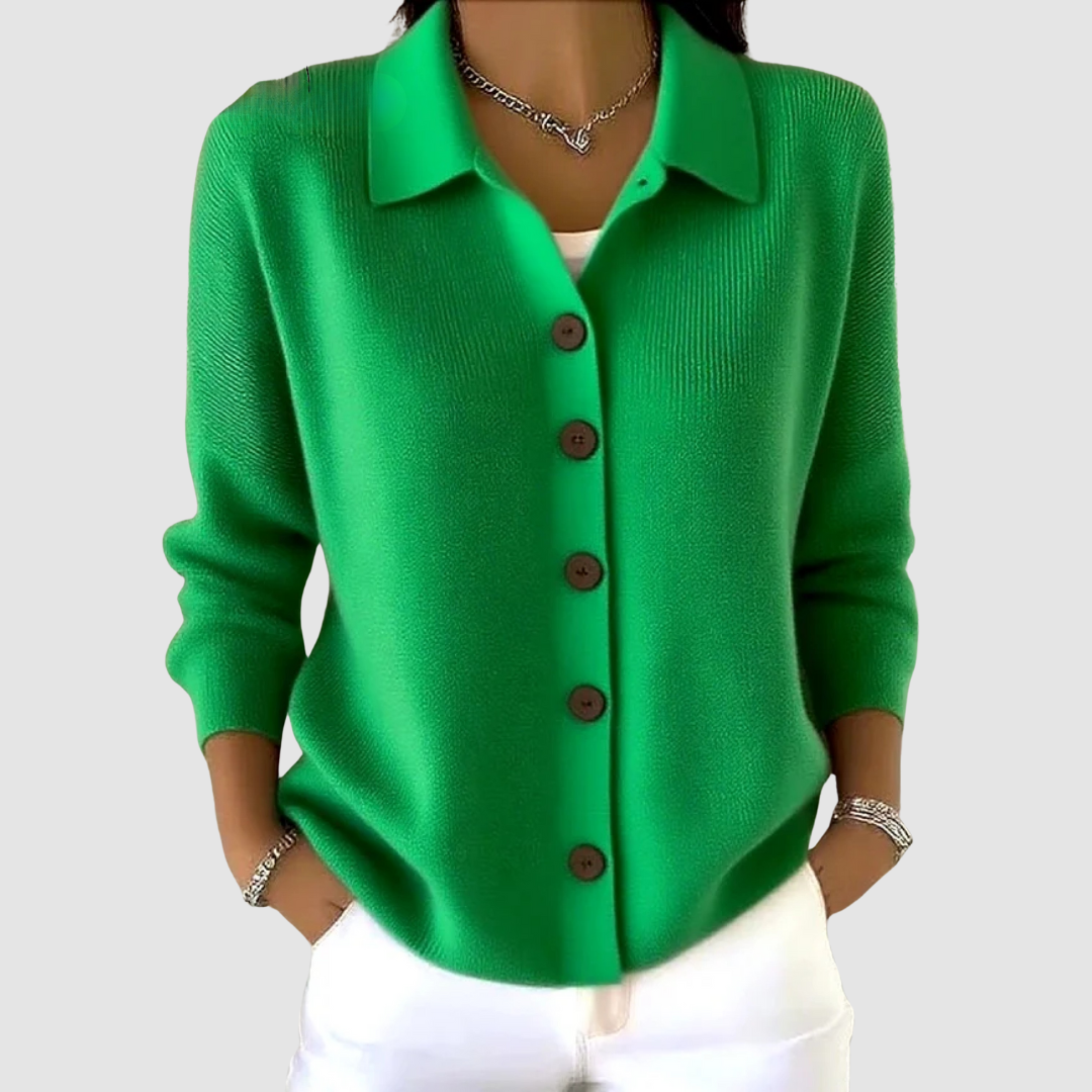 Women’s Collared Button-Up Knitted Cardigan