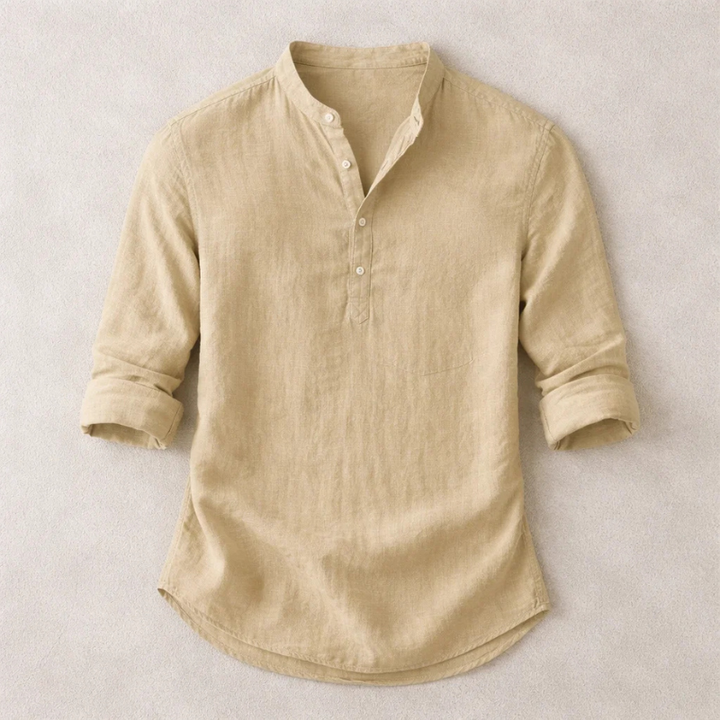 Men’s Cotton-Linen Henley Shirt