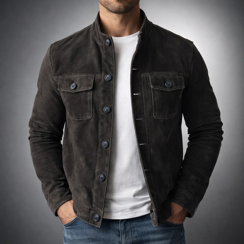 Men’s Button Up Suede Jacket