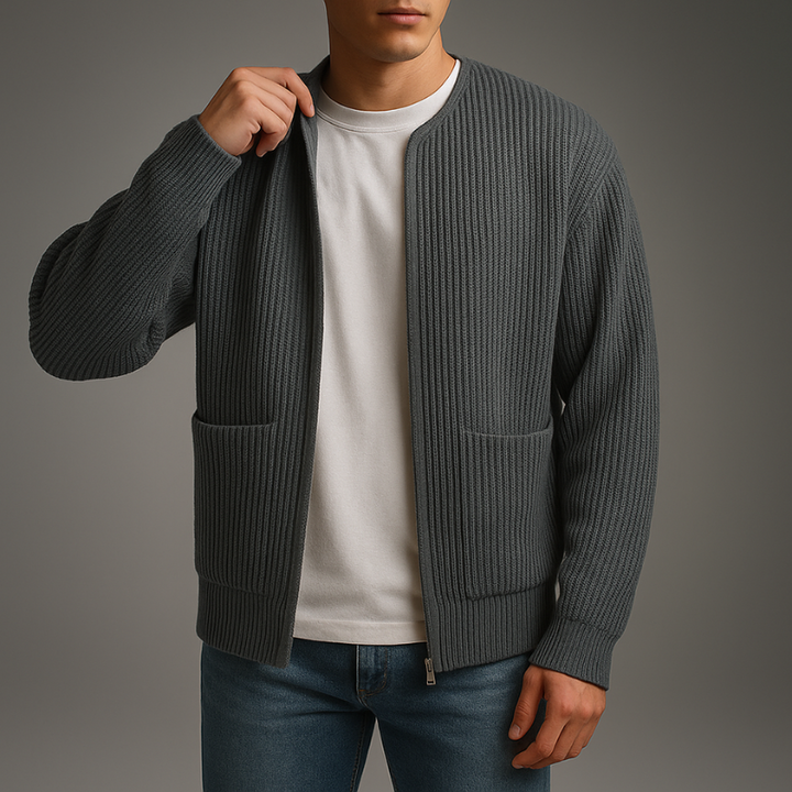Men’s Ribbed Full-Zip Cardigan