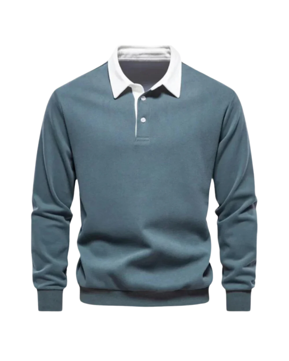 Men’s Long-Sleeve Polo Shirt with Contrast Collar