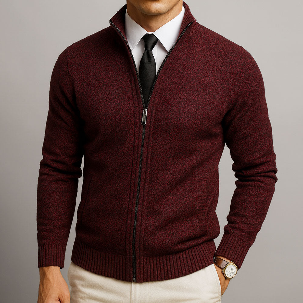 Men’s Textured Full-Zip Knitted Cardigan