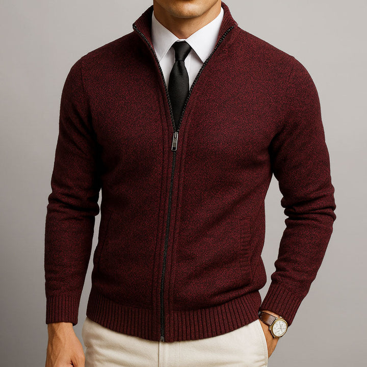 Men’s Textured Full-Zip Knitted Cardigan