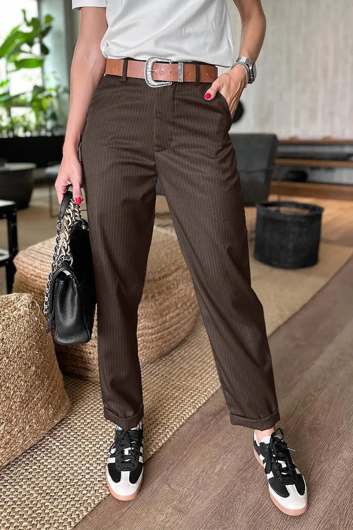 Women’s High-Waisted Pinstripe Trousers