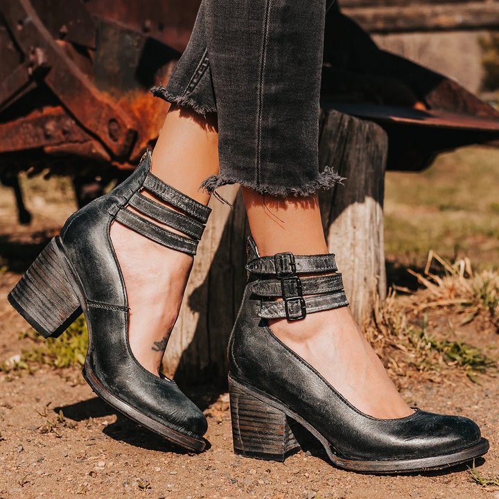 Women’s Triple-Buckle Block-Heel Shoes