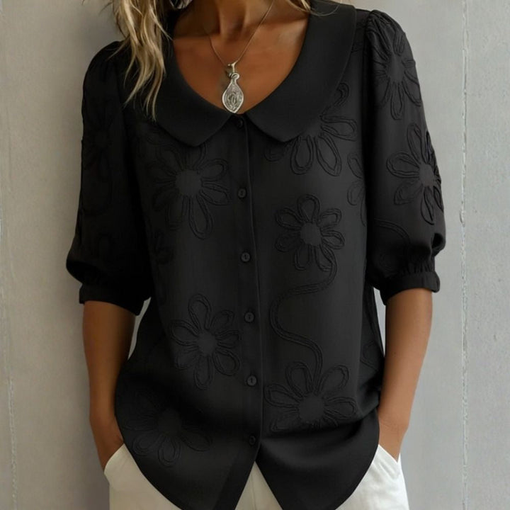 Women’s Floral Embroidered Peter Pan Collar Blouse