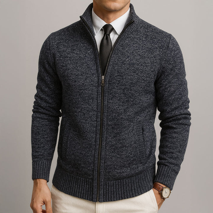Men’s Textured Full-Zip Knitted Cardigan