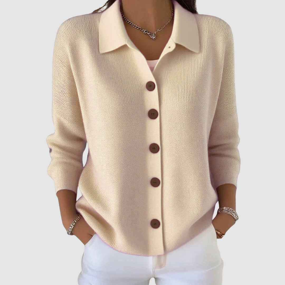 Women’s Collared Button-Up Knitted Cardigan