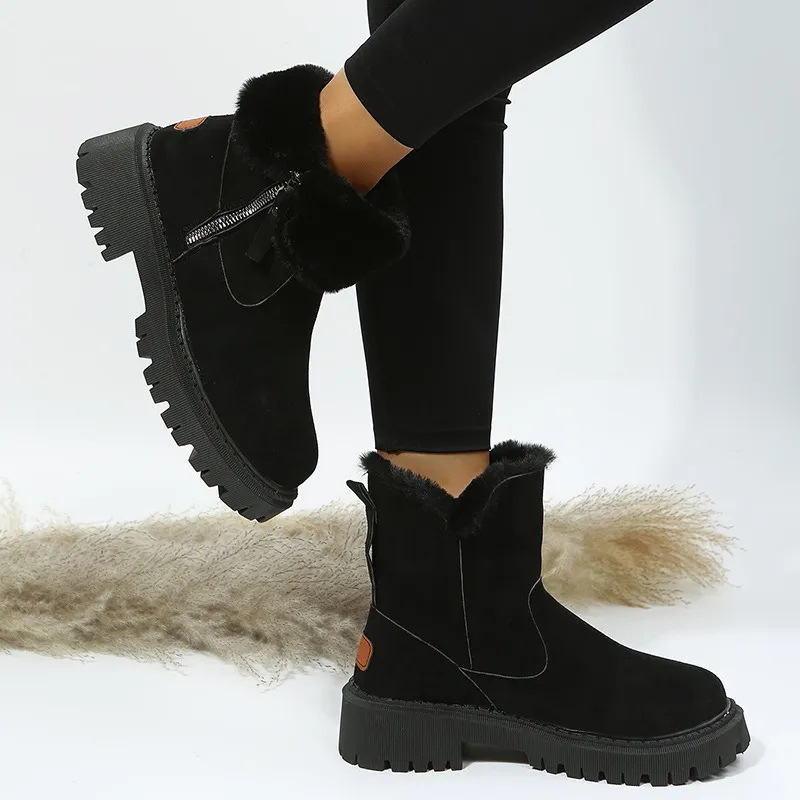 Women’s Faux-Fur-Lined Chunky Ankle Boots