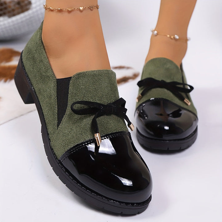 Women’s Patent Bow-Detail Block-Heel Loafers