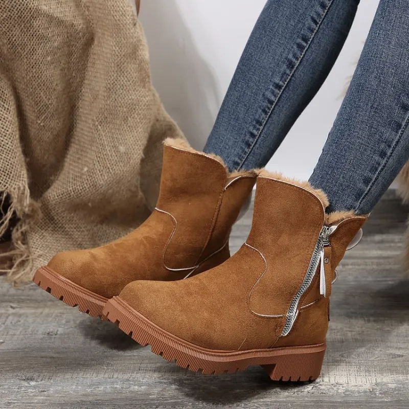 Women’s Faux-Fur-Lined Chunky Ankle Boots