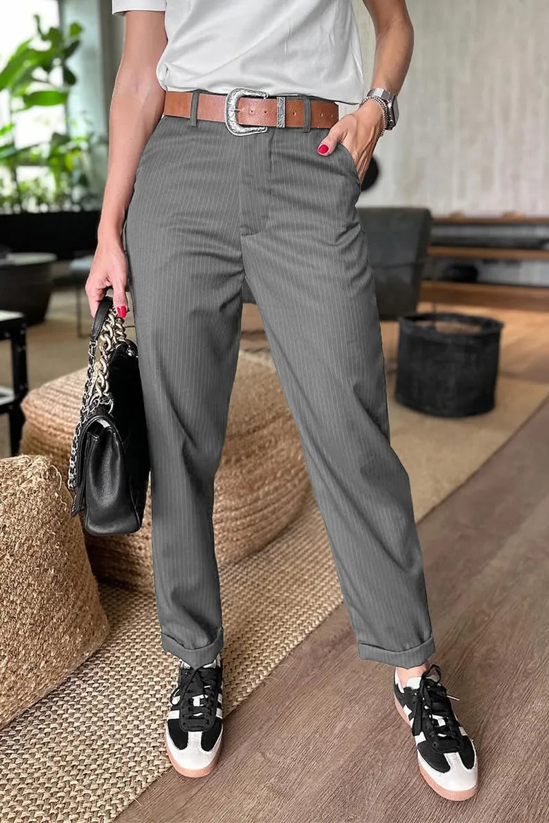 Women’s High-Waisted Pinstripe Trousers