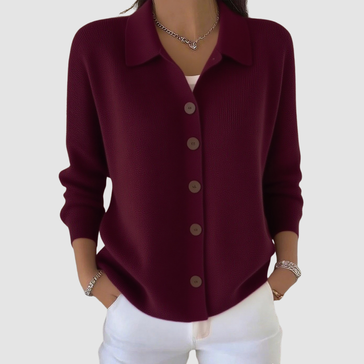 Women’s Collared Button-Up Knitted Cardigan