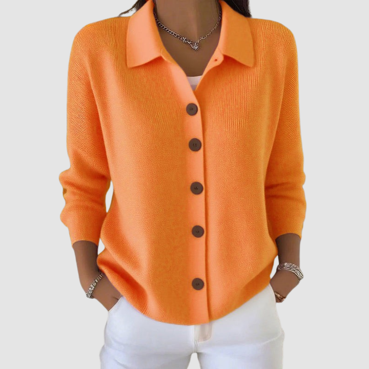Women’s Collared Button-Up Knitted Cardigan