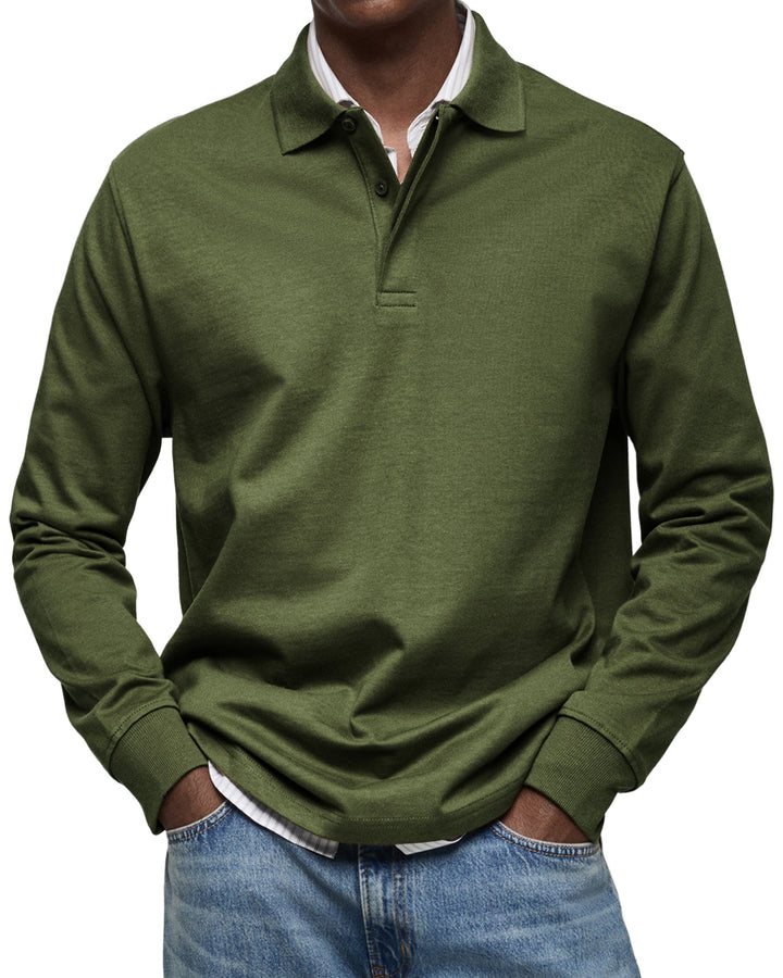 Men’s Long-Sleeve Relaxed Polo Shirt