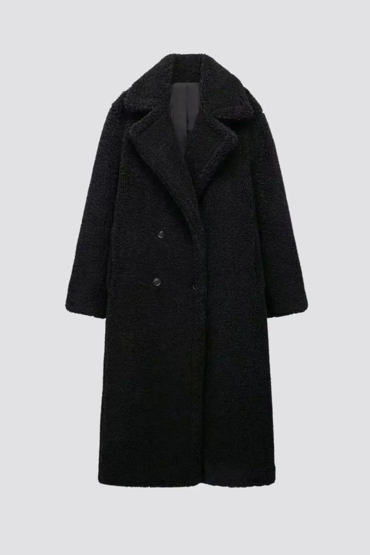 Women’s Longline Double-Breasted Teddy Coat