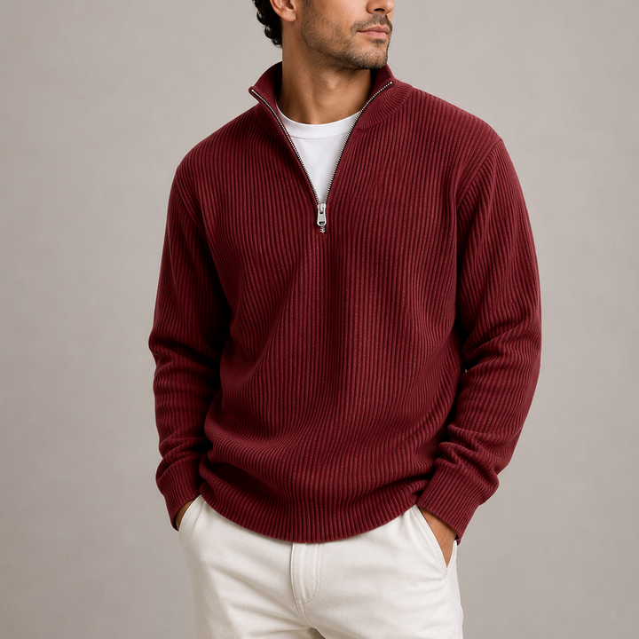 Men’s Ribbed Quarter-Zip Jumper