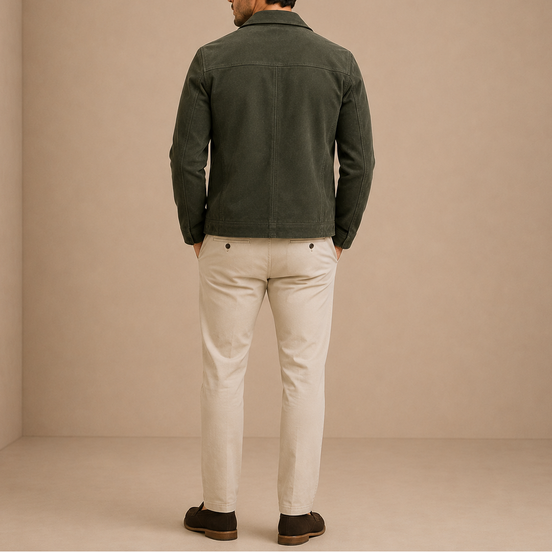 Men’s Suede Zip Jacket – Vintage Style
