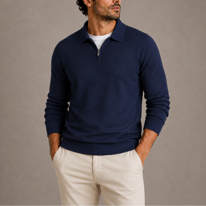Men’s Quarter-Zip Polo Knit Sweater