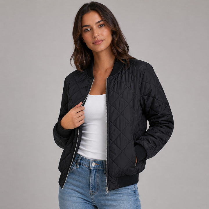 Women’s Cropped Quilted Bomber Jacket