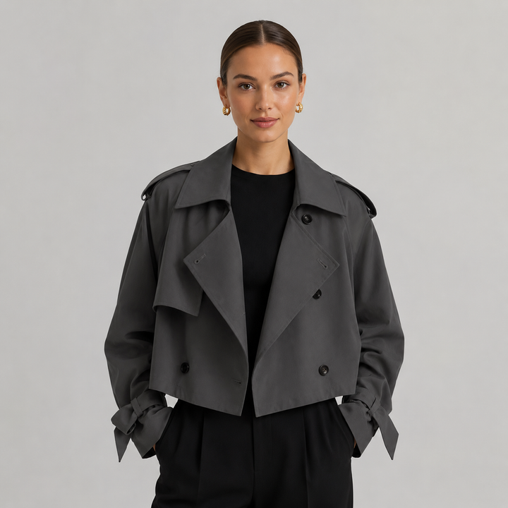 Women’s Cropped Double-Breasted Trench Coat
