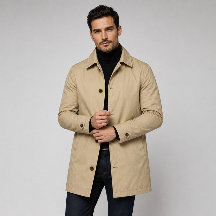 Men’s Beige Longline Mac Coat