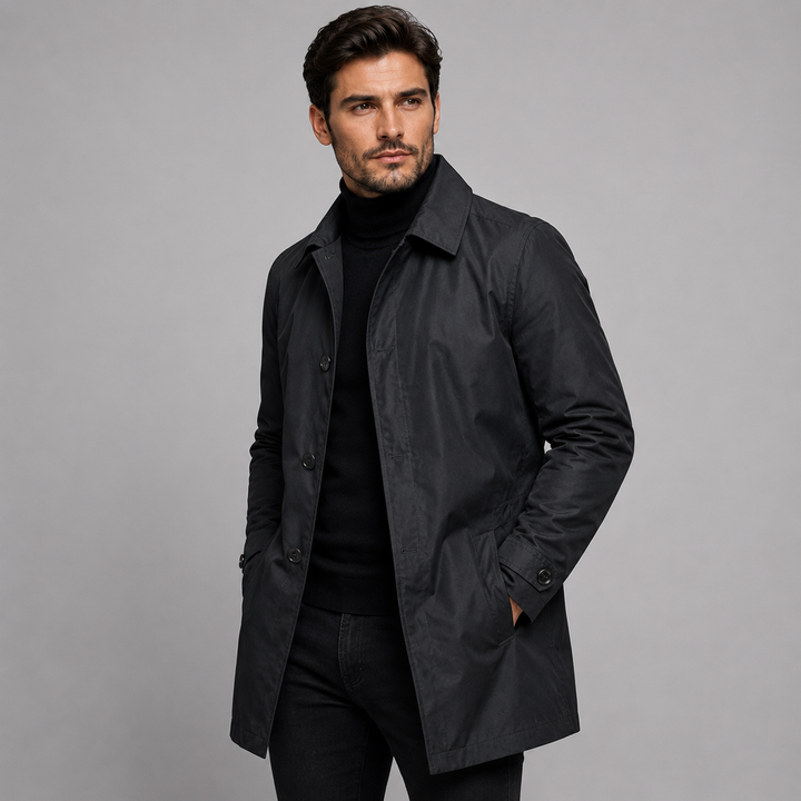 Men’s Beige Longline Mac Coat