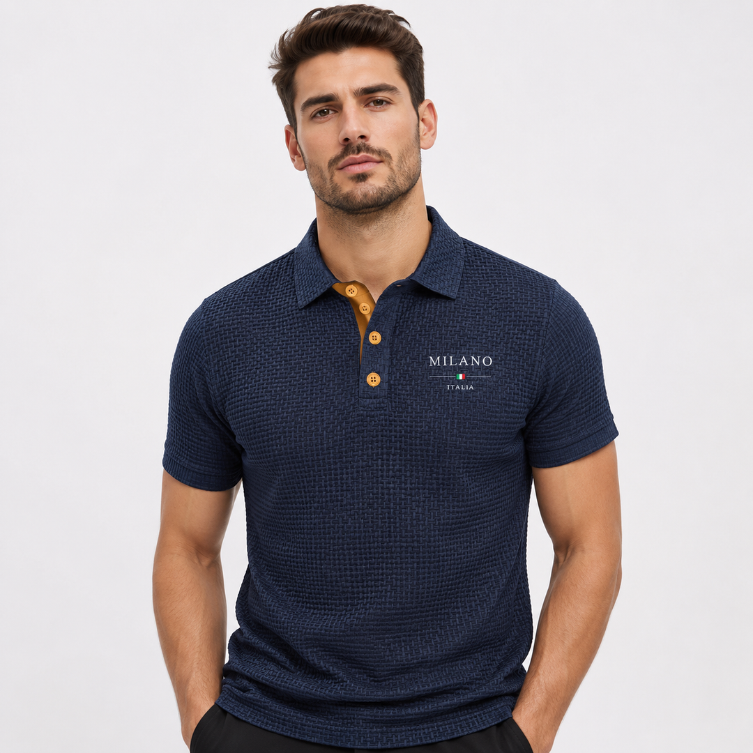 Men’s Textured Short-Sleeve Polo Shirt