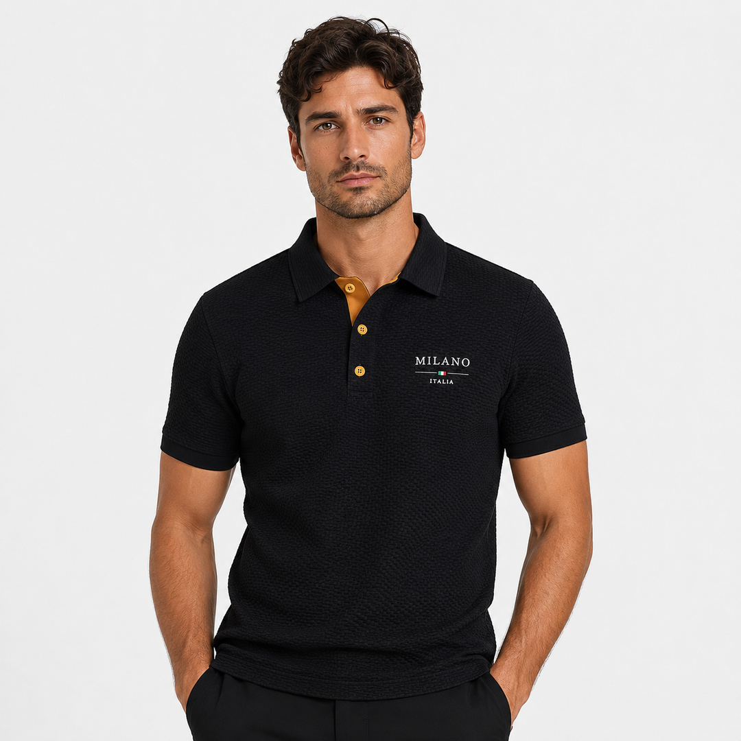 Men’s Textured Short-Sleeve Polo Shirt
