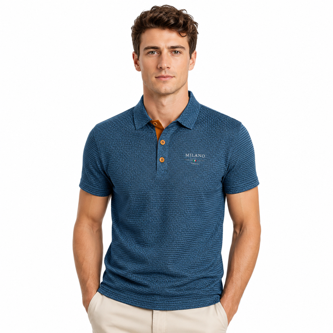 Men’s Textured Short-Sleeve Polo Shirt