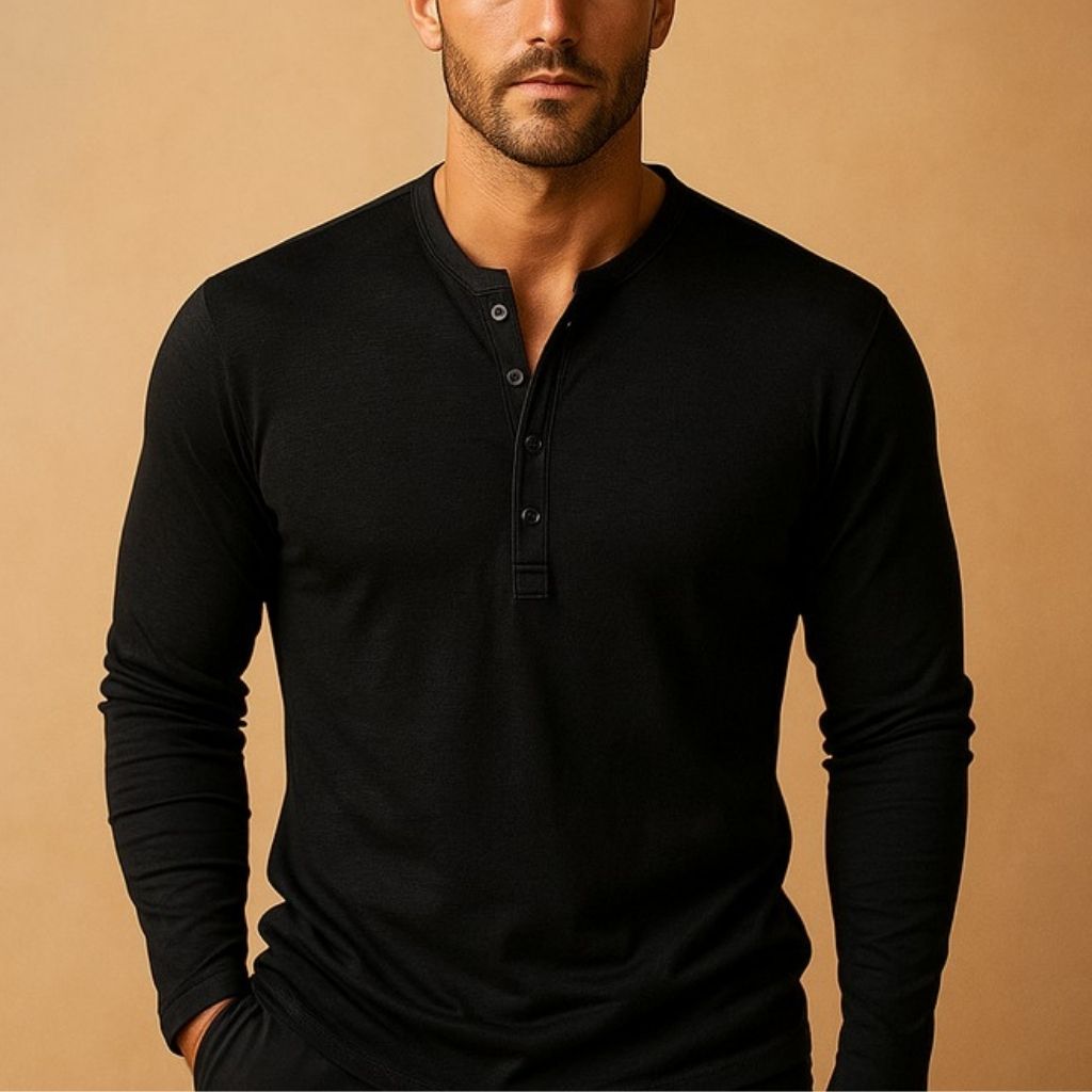 Men’s Long-Sleeve Henley Top