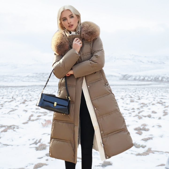 Women’s Longline Faux-Fur Hooded Puffer Coat