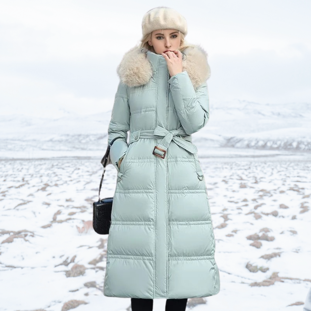 Women’s Longline Faux-Fur Hooded Puffer Coat