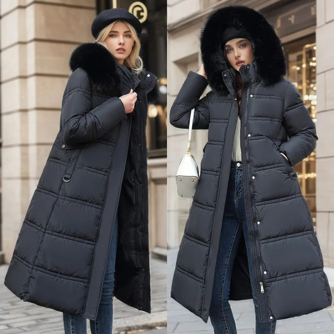 Women’s Longline Faux-Fur Hooded Puffer Coat