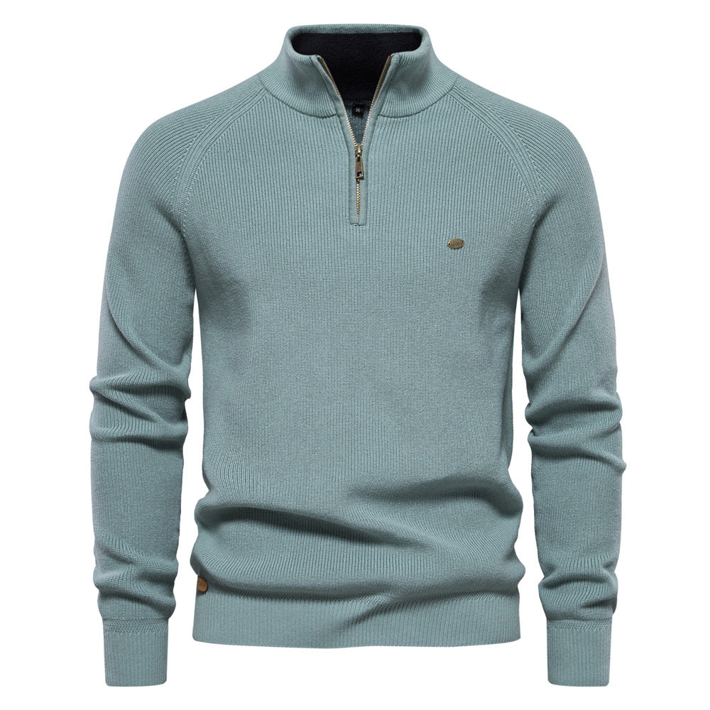 Men’s Ribbed Detail Quarter-Zip Jumper