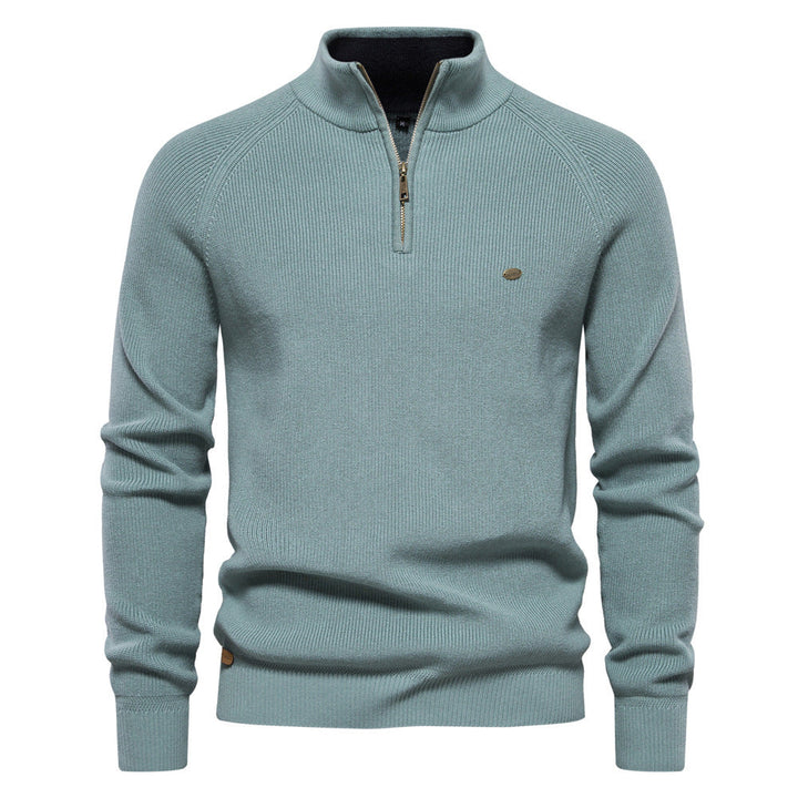 Men’s Ribbed Detail Quarter-Zip Jumper