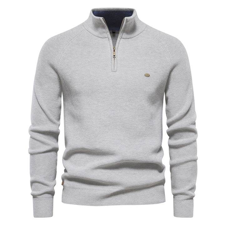 Men’s Ribbed Detail Quarter-Zip Jumper