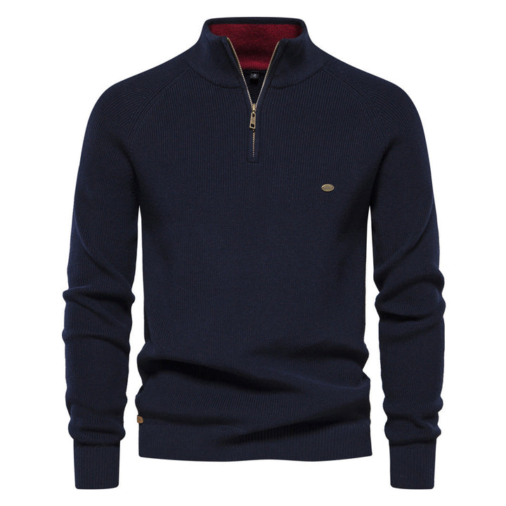Men’s Ribbed Detail Quarter-Zip Jumper