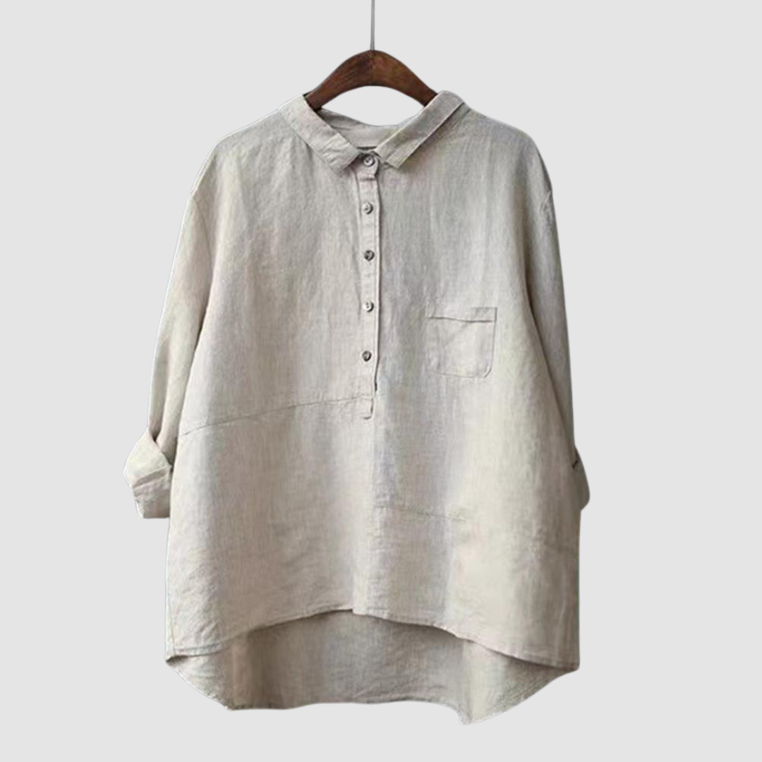 Women’s Oversized Linen-Blend Tunic Shirt