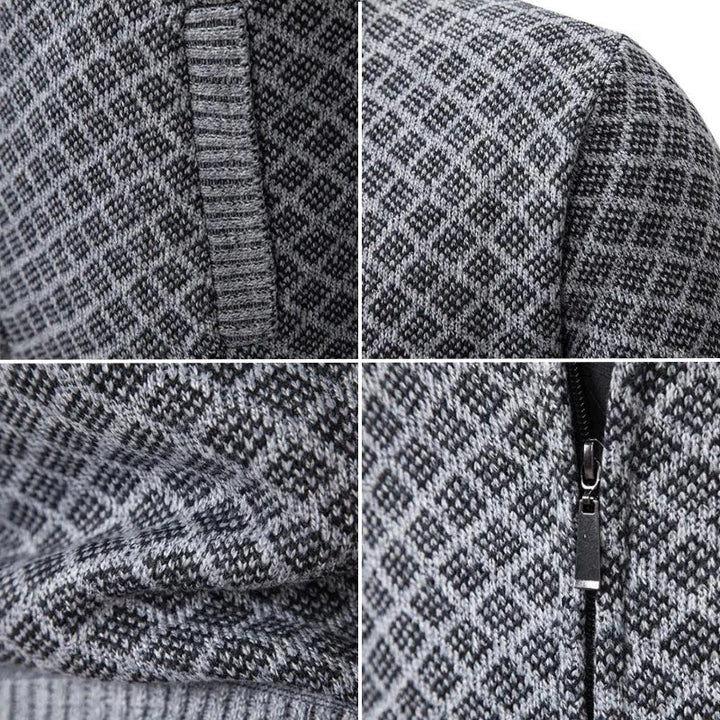 Men’s Textured Zip-Up Knitted Cardigan