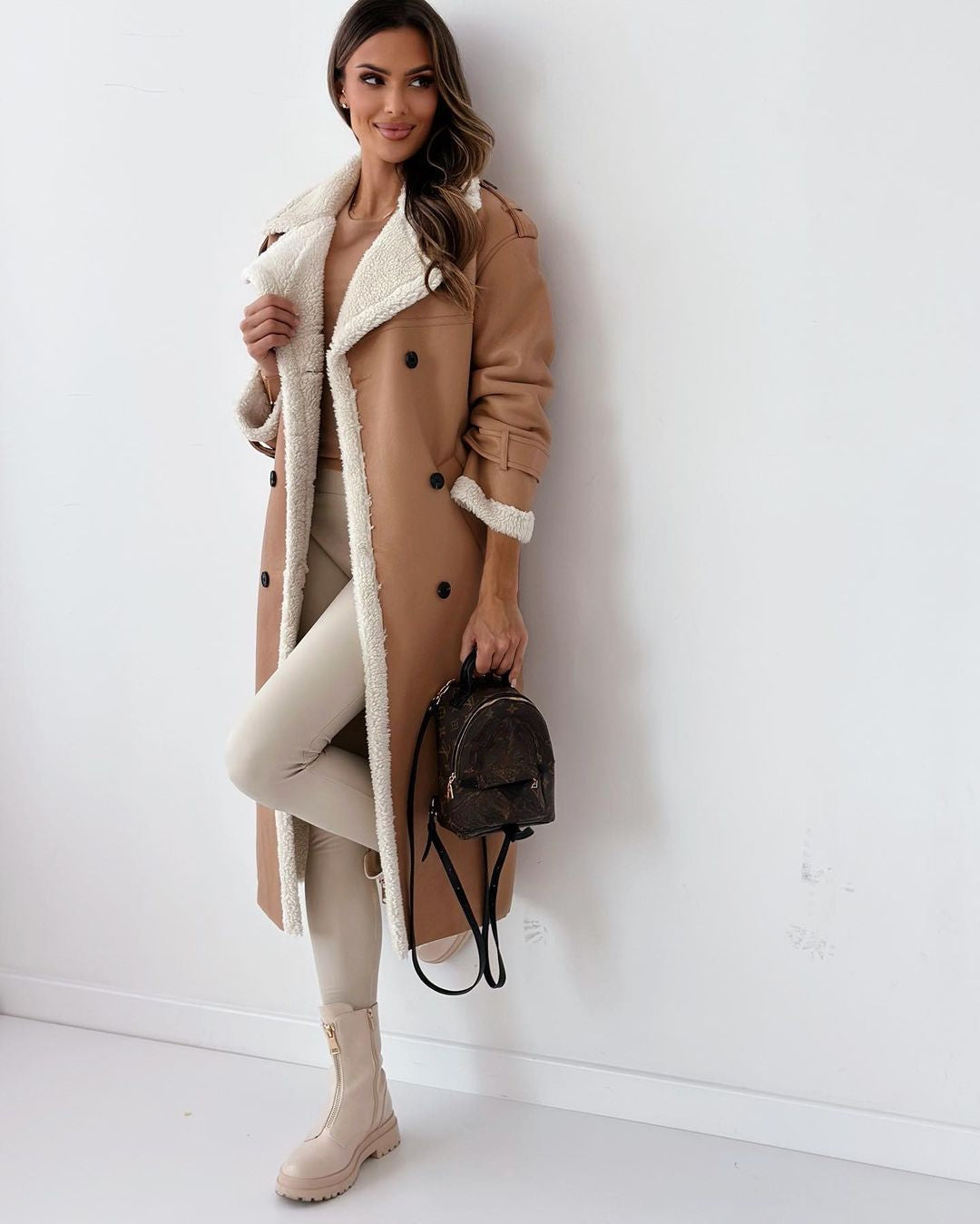 Women’s Longline Borg-Lined Coat