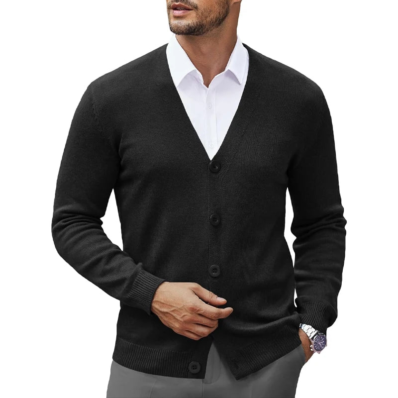 Men’s V-Neck Button-Up Knitted Cardigan