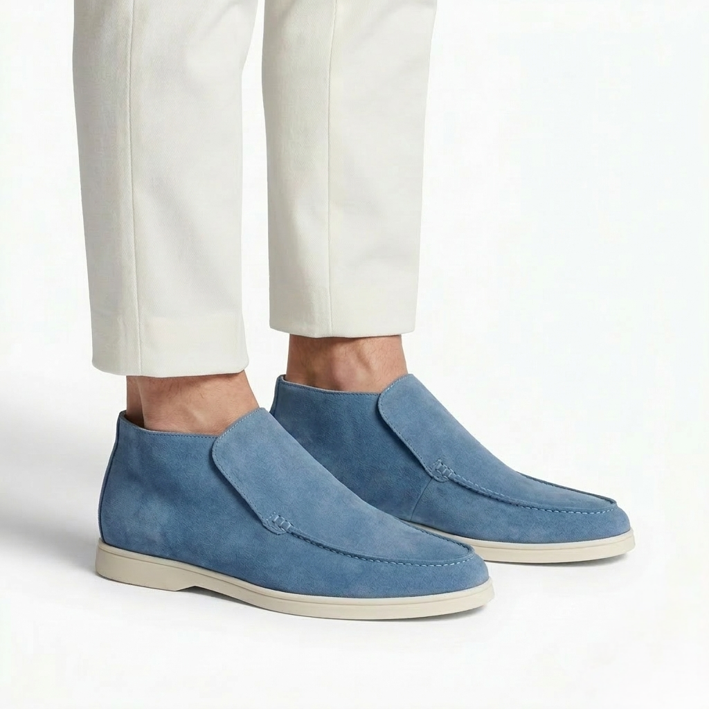 Men’s Sky Blue Suede Loafers - Vincenzo