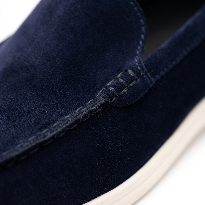 Men’s Navy Blue Suede Loafers - Gabriele